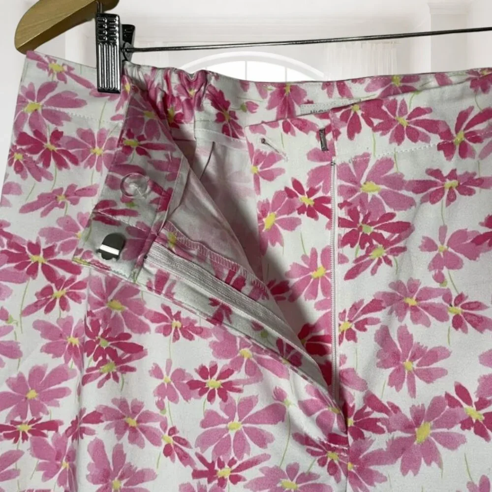 Liz Claiborne Woman Michaela Floral Ankle Pants 16W Pink Stretch Cotton Career - Picture 8 of 14